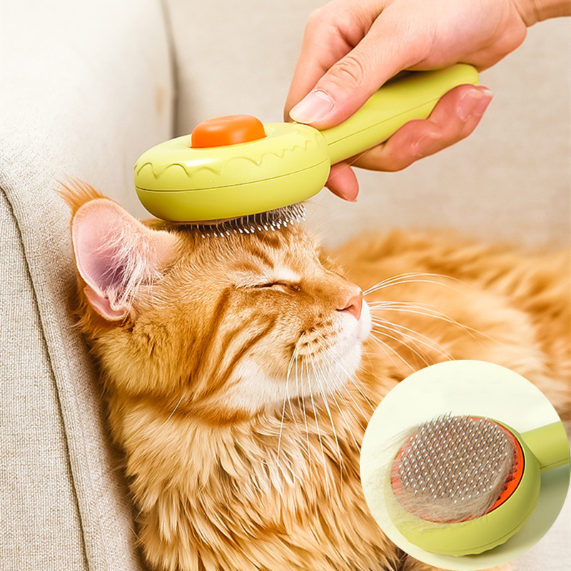 Cute Cat Brush Grooming Comb Self Cleaning Dog Slicker Brushes With Smooth Handle Pet Grooming Tool For Cat Hair Remover Tools