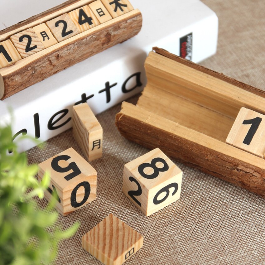 Diy houten blok eeuwigdurende kalender bureaukalender houten kalender thuiskantoordecoratie