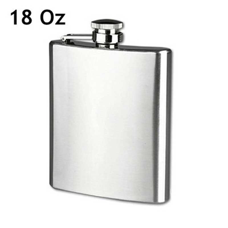 Stainless Steel Hip Liquor Flask Whiskey Alcohol Pocket Wine Bottle 4-10OZ 18oz E2S: 18oz