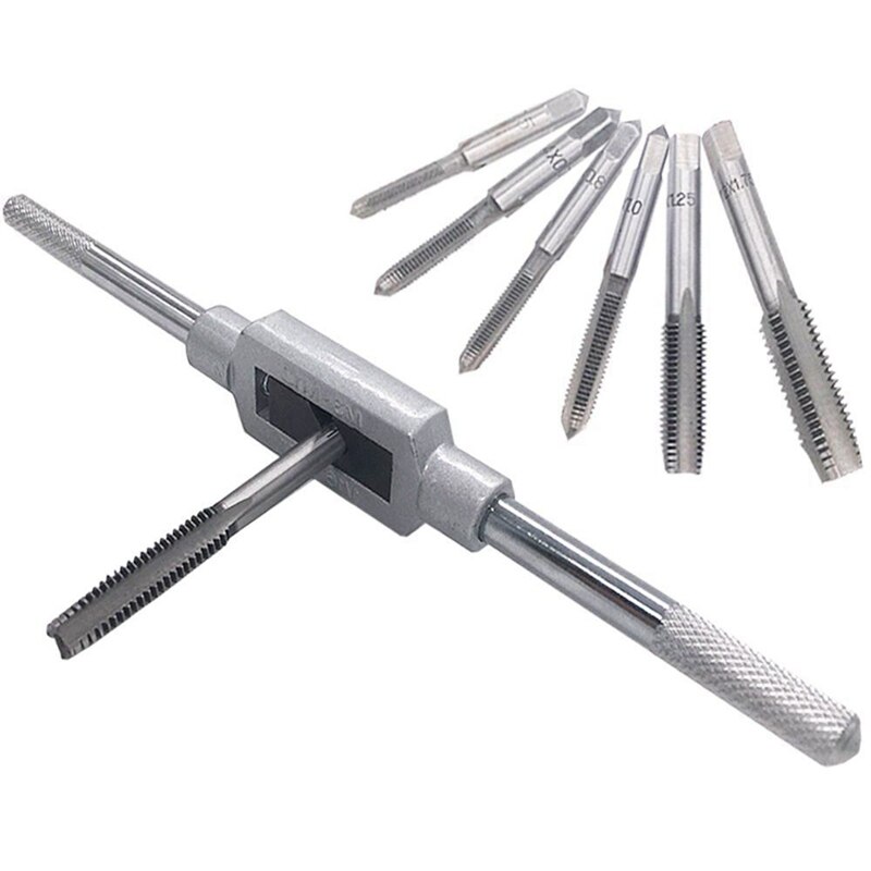 8 Pcs Thread Metric Machine Wrench Hand Screw Thread Plug Taps &amp; 6 Pcs 3.3Inch Plastic Clip Fixture Fastening Clamp