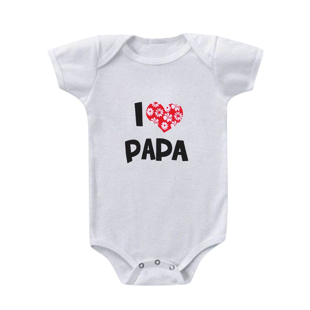 Pasgeboren Rompertjes Baby Baby Meisjes Jongens Korte Mouw Kostuum I Love Papa Romper Set Valentijnsdag Kleding Pasgeboren Baby kleding