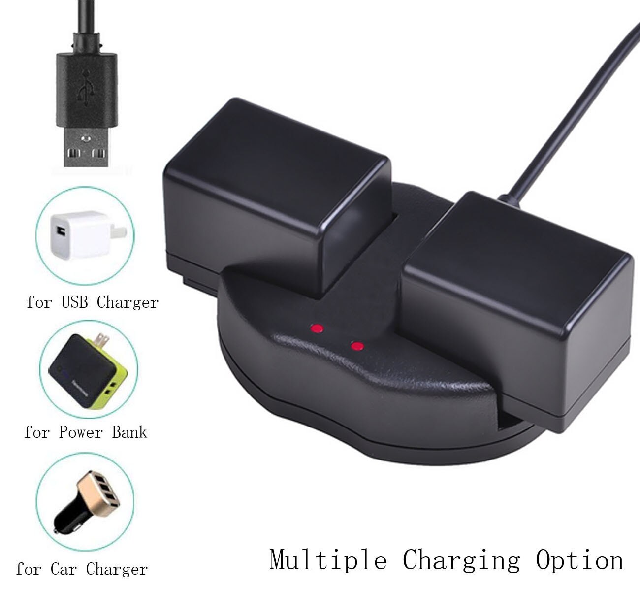 USB Dual Battery Charger for Sony DCR-DVD105E,DVD205E,DVD305E,DVD405E,DVD505E,DVD605E,DVD705E,DVD805E,DVD905E Handycam Camcorder