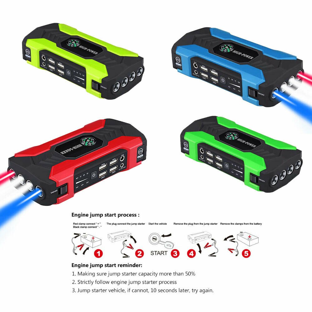 20000mAh 12V Car Jump Starter Portable USB Power Bank Battery Booster Clamp 400A Auto Starting Device Emergency Start Truck Jeep