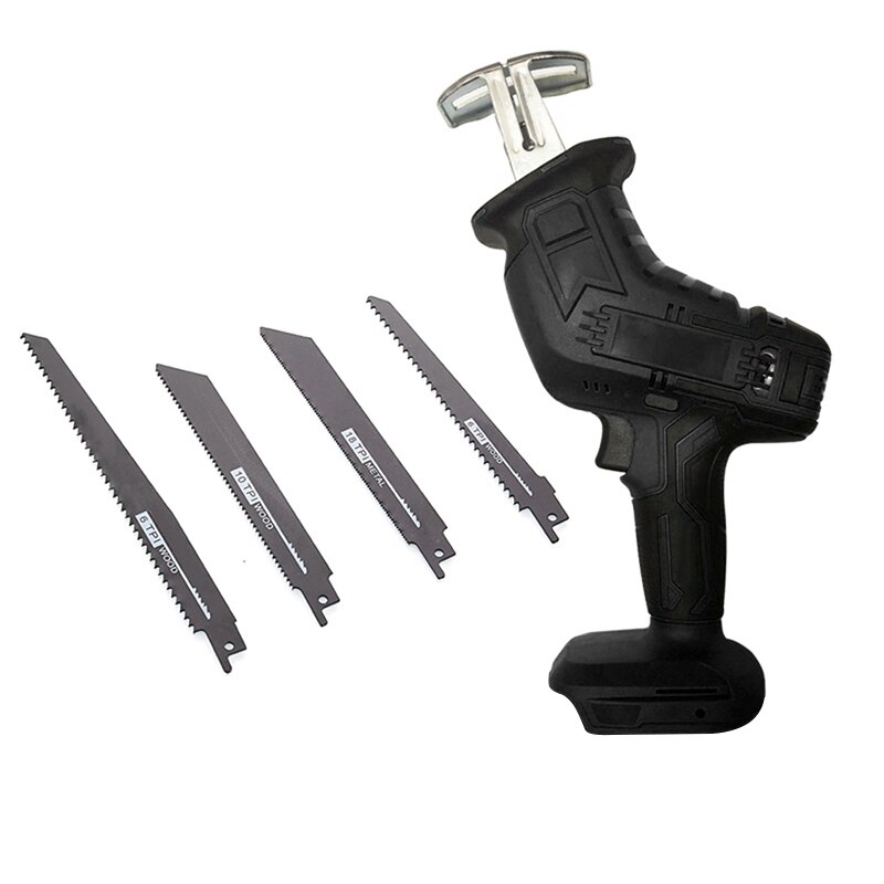18v elektrische reciprozaagbladen, draadloos, tafelmodel, mini, draagbaar, tuinzaag, accu, oplaadbare kettingzaag, houtgereedschap: Zwart wit zaagblad