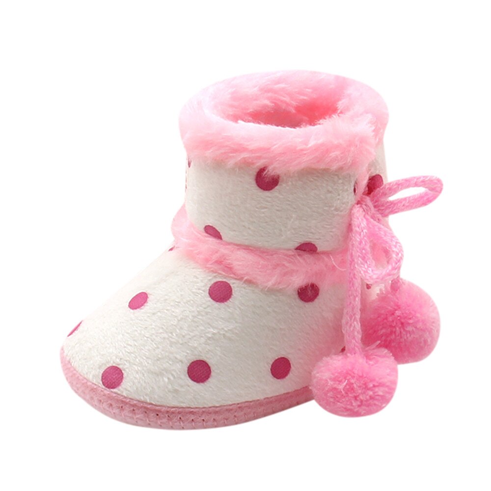 Baby Mädchen Jungen Schuhe Kleinkind Weiche Booties Anti-Unterhose Weiche Sohle Punkt Schnee Stiefel Kleinkind Neugeborenen Erwärmung Schuhe: Rosa / 4