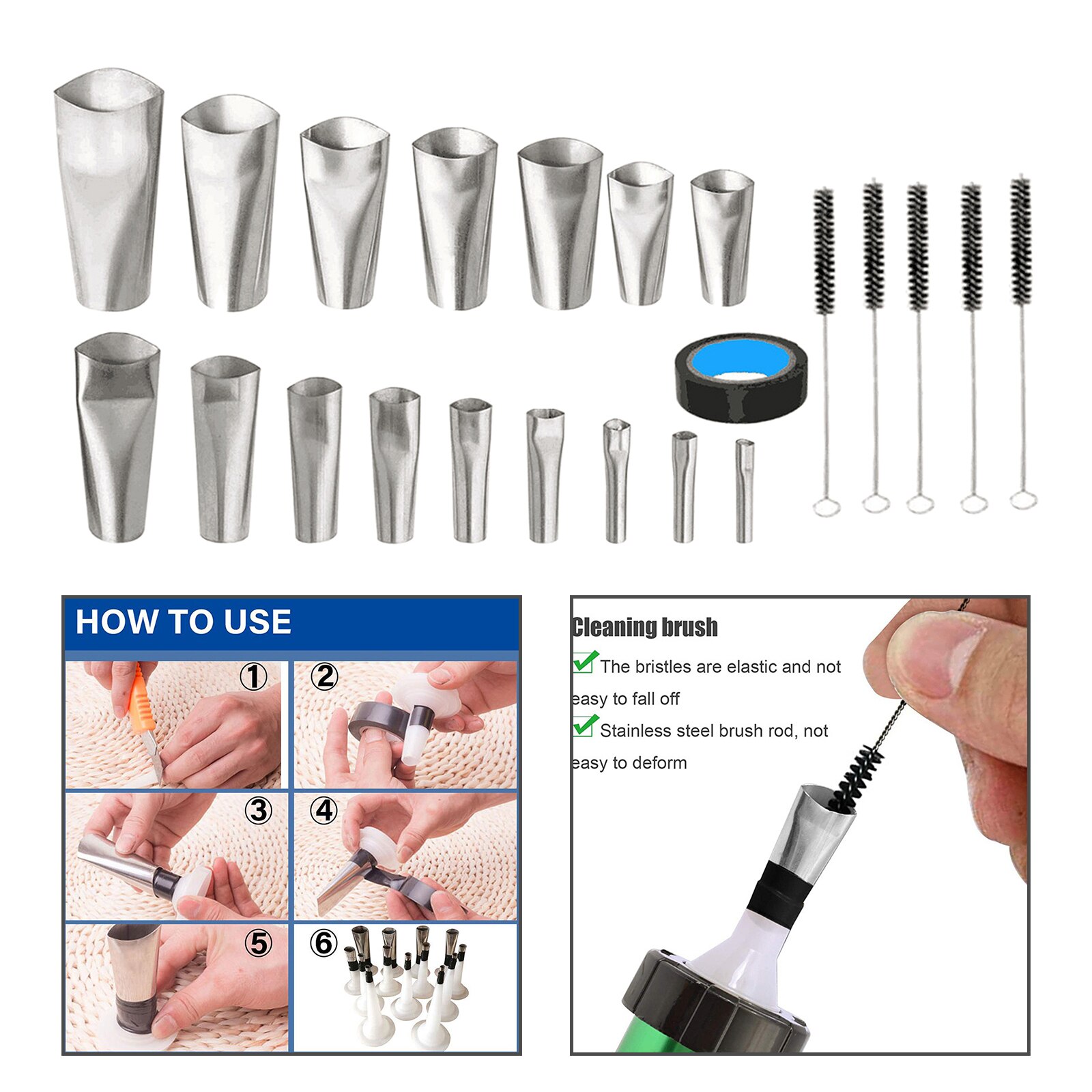 Caulking Kit 22Pcs Caulk Nozzle Applicator Reusable Caulking Finishing Tool Stainless Steel Tools Set