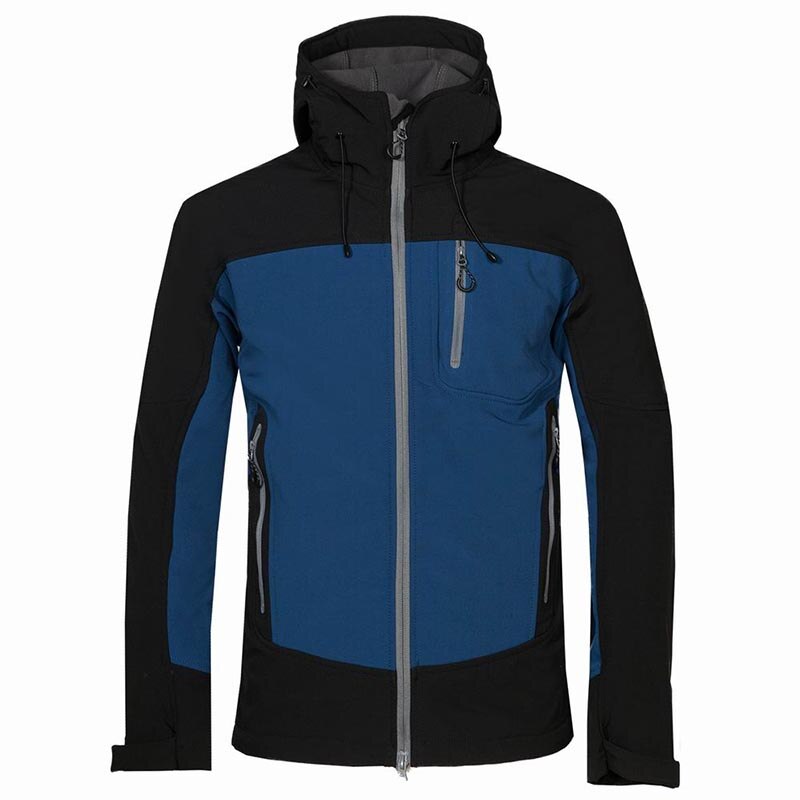Autumn Winter Outdoor Soft Shell Fleece Jacket Mountain climbing Jacket Men's Waterproof Windproof Camping Windbreaker Jacket: Blue / XXL