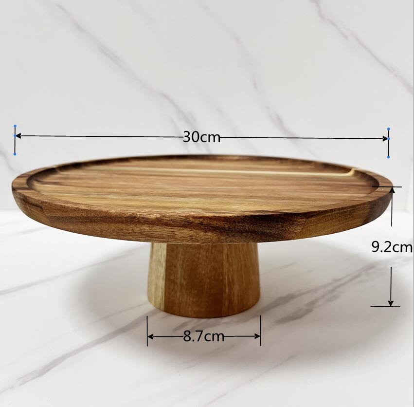 6.5/8.5/10/11 inch solid wood plate fruit plates For home kitchen supplies dessert cake stand Plates for food storage tray: XL - 30CM
