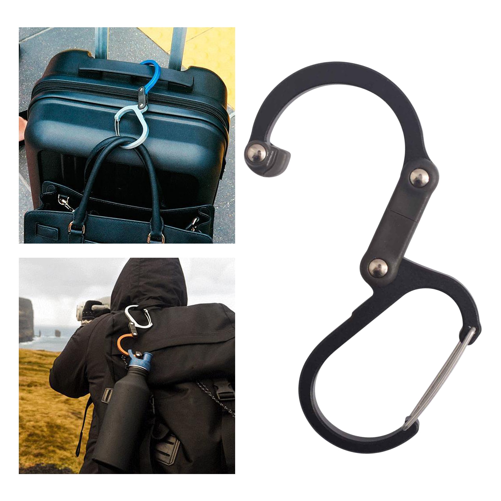 Deluxe Carabiner Clip and Hook for Travel Camping Backpack Outdoor Functional Carabiner Clip D-Ring Fast ing Buckle
