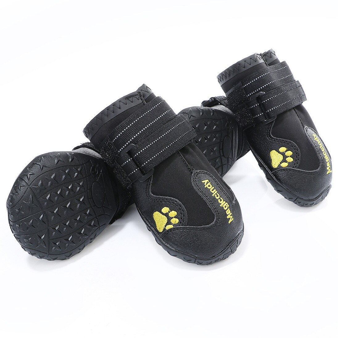 Schoen Voor Hond Vier Seizoenen Puppy Schoenen Niet Schoenen Zachte Bodem Reflecterende Ademend Non-Slip Schoenen Huisdier: Black / L