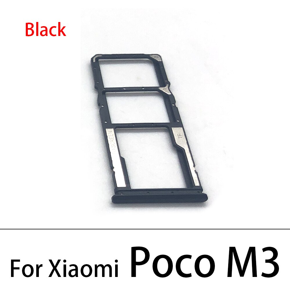 10Pcs/Lot, Sim Card Reader Holder Pins Tray Slot For Xiaomi Poco M3 Replacement Part: Black