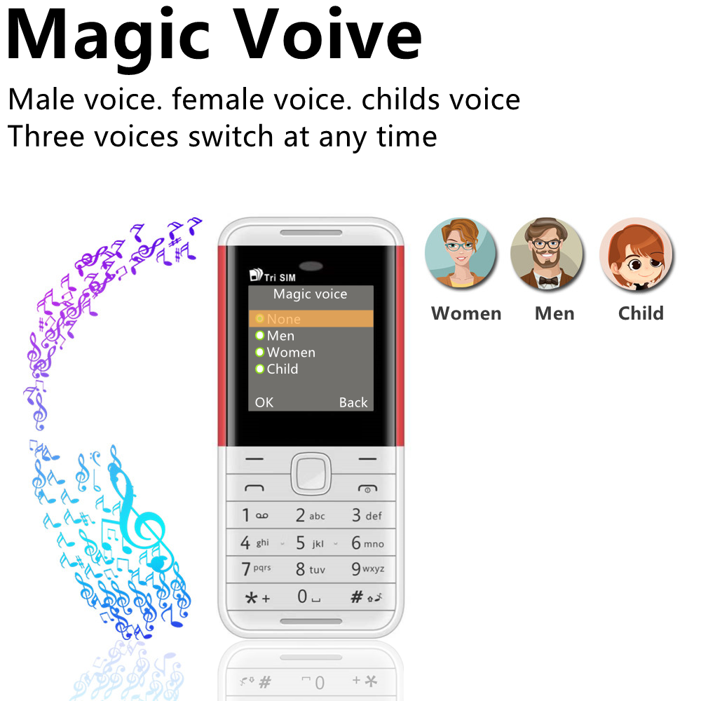 Servo  bm5310 3 sim-kort 3 standby mini-mobiltelefon automatisk opkaldsoptager bluetooth-opkald hurtigopkald magisk stemme 1.3 " mobiltelefon