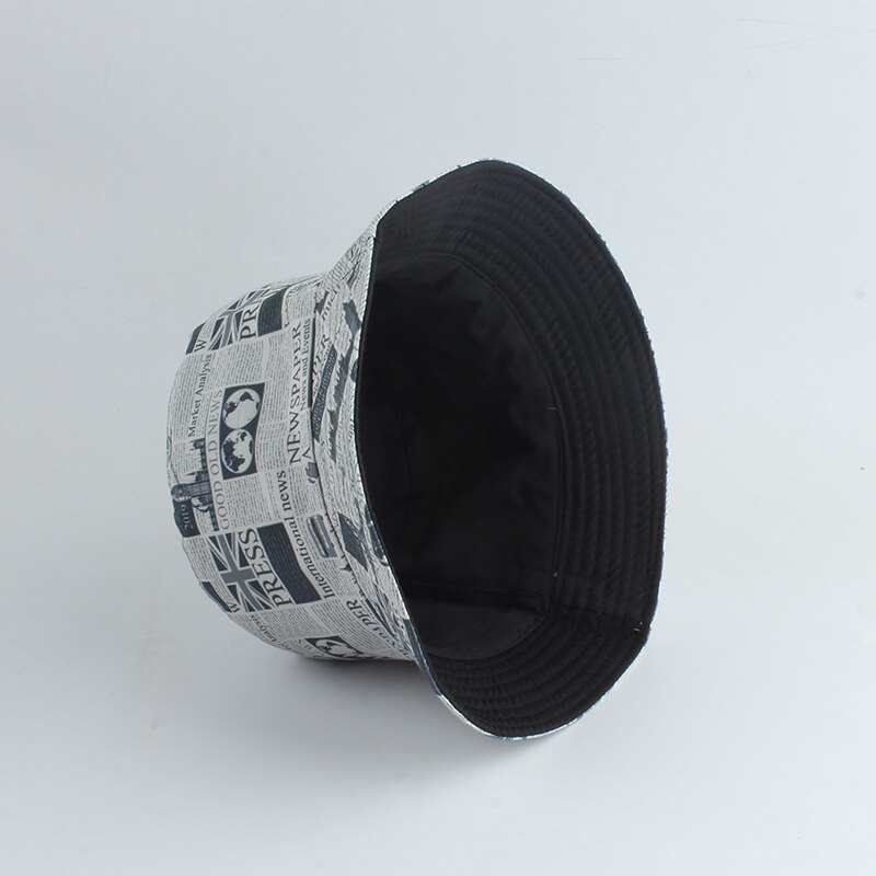 Sombrero de pescador con estampado de periódico para hombre y mujer, gorra Reversible de playa, Estilo Vintage, para verano