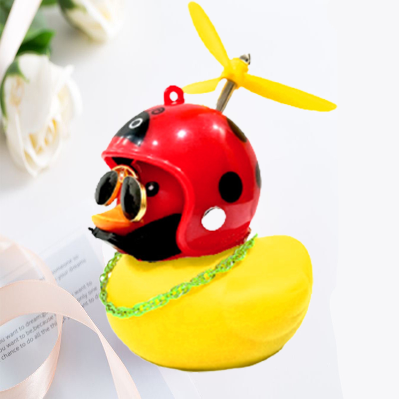 Pato de coche con casco, colgante de viento roto, pato amarillo pequeño, Motor de bicicleta de carretera, casco, accesorios de ciclismo sin luces: YELLOW
