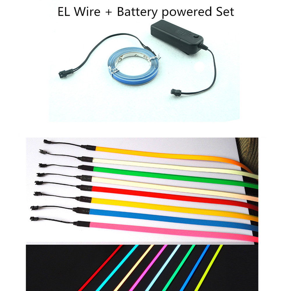 EL strips car LED strip light for DIY AD LOGO flexible neon lights glow rope Party decoration tape lamp USB 12V Backlight Panel: green / changeable / 1m