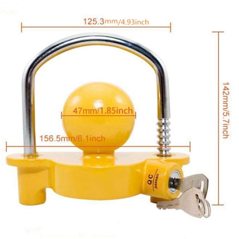 Coupler Lock Hitch Trailer Lock with 2 Key Heavy-Duty Steel Fit 1-7/8 Inch 2 Inch and 2-5/16 Inch Heavy Duty Theft Lock