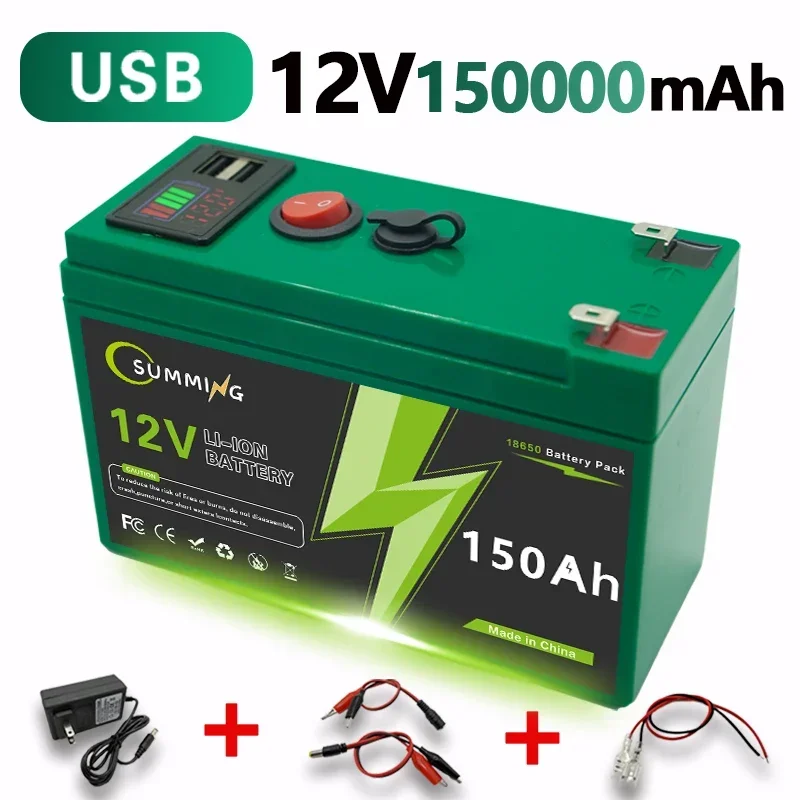 12v akkua 200ah 18650 litiumparistoa ladattava akku aurinkoenergialla toimivalle sähköajoneuvon akulle +12.6 v 3a laturi