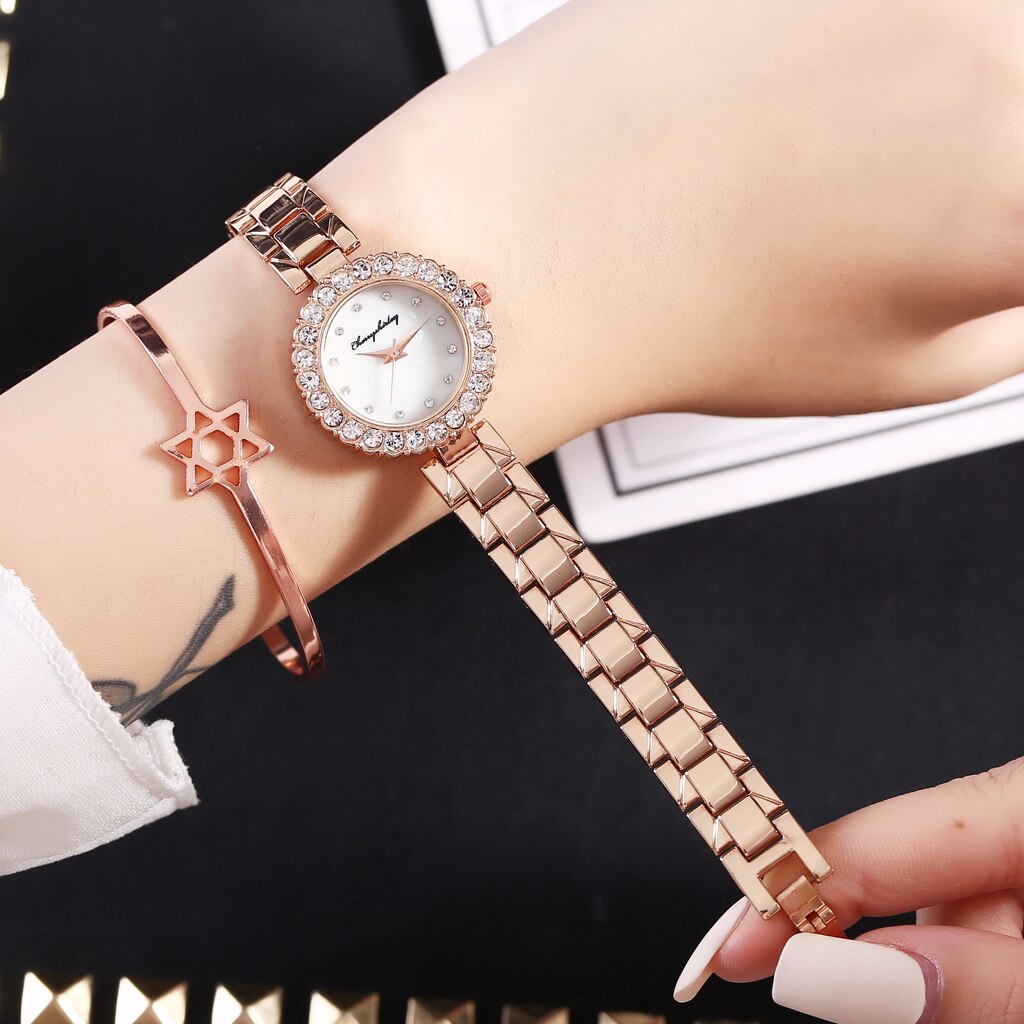 Vrouwen Roestvrij Stalen Armband Horloges Casual Luxe Dames Quartz Diamond Watch Reloj Mujer Klok