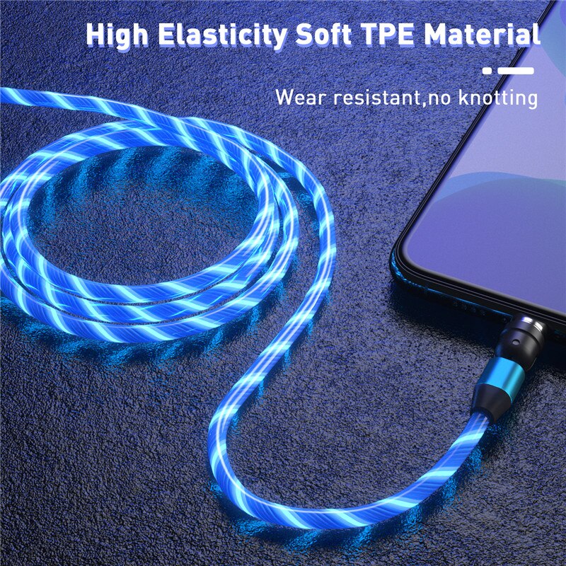 USLION Neue 540 ° Magnetische USB Kabel Stromer LED Ladung Typ C Kabel Ladegerät Mikro magnetisch Telefon USB Kabel Für iPhone Samsung