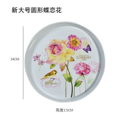 34cm,30cm rund tallerken tebakker til kage snacks/fest/hotel/hjem middag rose blomster fad til dumplings organisation mælk tallerken: 6