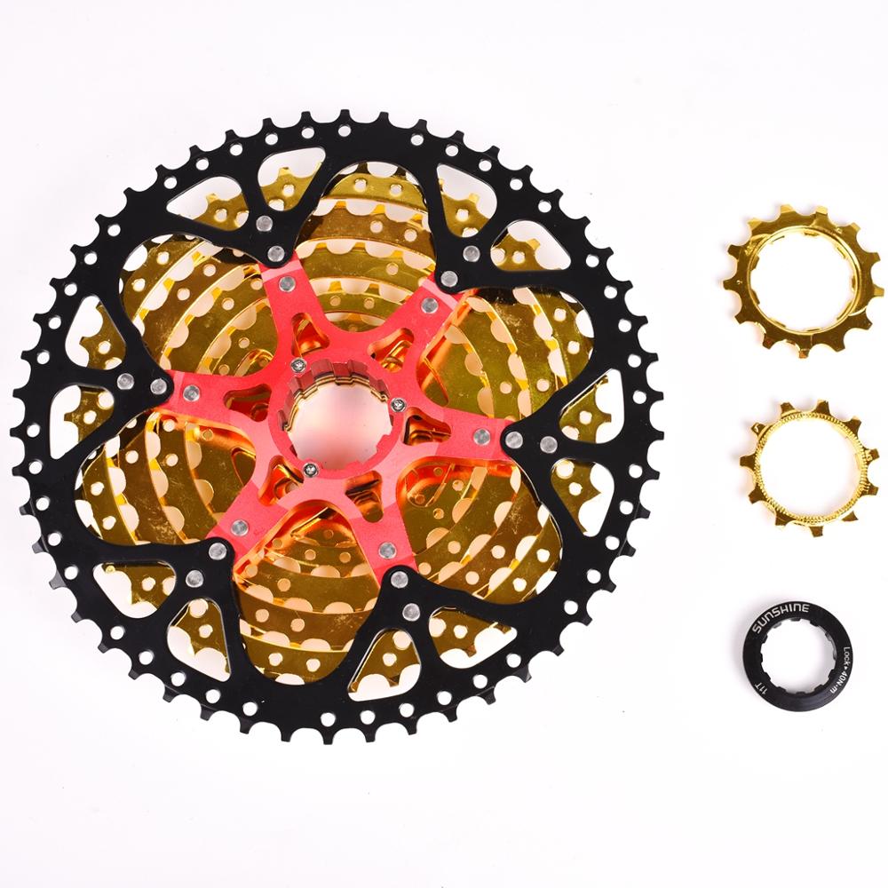 SUNSHINE-SZ 9 Speed Cassette 11-50T 11-42T Gold Mountain Bike WideRatio MTB Bicycle 9S Freewheel Compatible with M430 M4000 M590