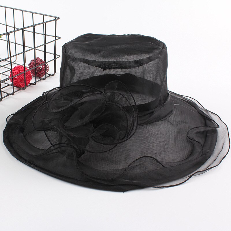 Elegante Dames Hoed Organza Hoed Bruids Hoed Mesh Hoed Party Gelegenheid Hoed Bruiloft Buiten Voor Jurk Vrouwen Zonnehoed cap Voor Vrouwen