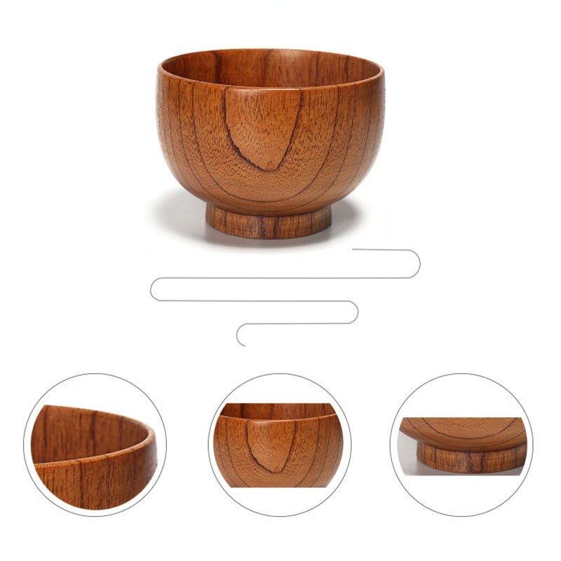 Bol en bois naturel de Style japonais, ustensile de table pour salade de fruits, nouilles, riz, soupe, ustensiles de cuisine, 7 tailles