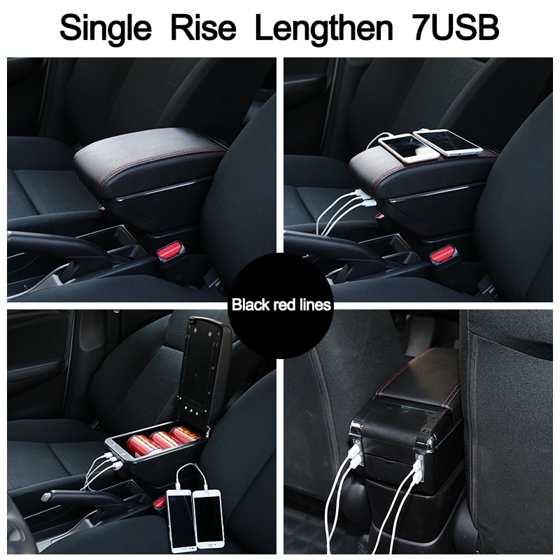 Accoudoir pour Peugeot 208, boîte universelle en cuir PU, boîte de rangement Central de voiture 208 cendrier support de verre accessoires de modification