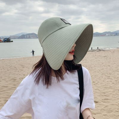 Zomerhoeden voor dames zonnehoed met ademende zonnebrandcrème buiten fiets strand pet vizier brede rand zonnehoed dames: Fruitgroen