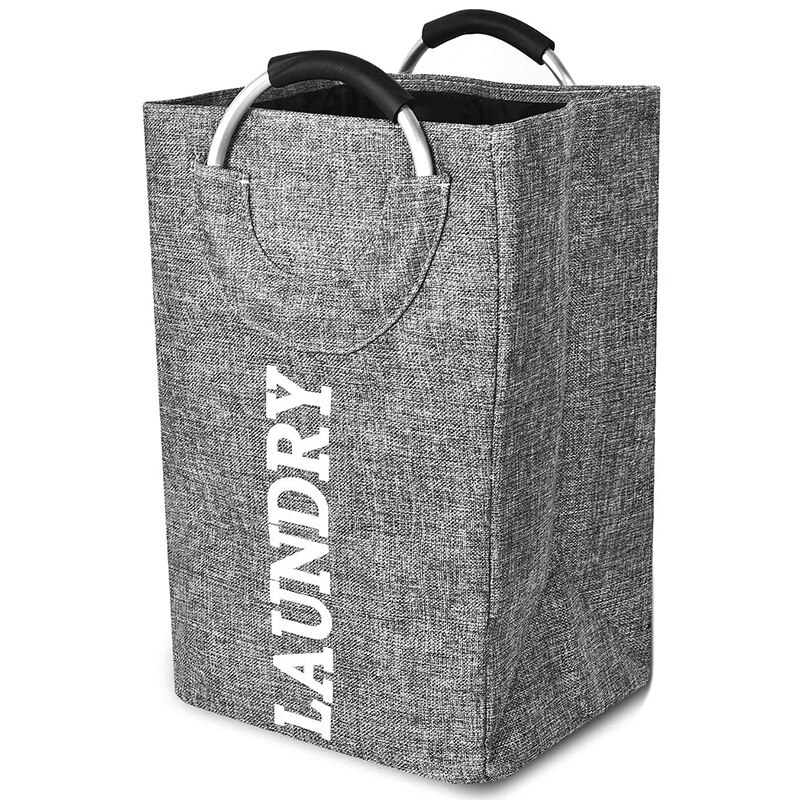 Haundry Große Wäsche Korb Tasche mit Griffen, Faltbare, Selbst-Stehen Moderne Wäsche Korb für Wohnheim Zimmer: grau