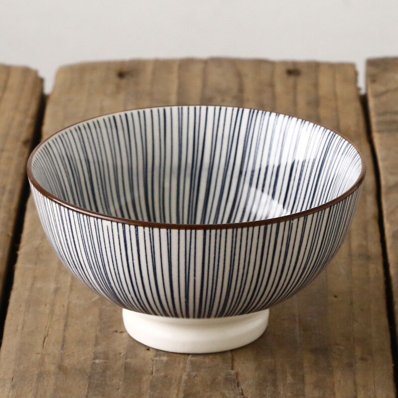 Nordic machine-printed under-glazed ceramic tableware Japanese 4.5-inch high-foot anti-scald soup bowl millet rice bowl: B-5