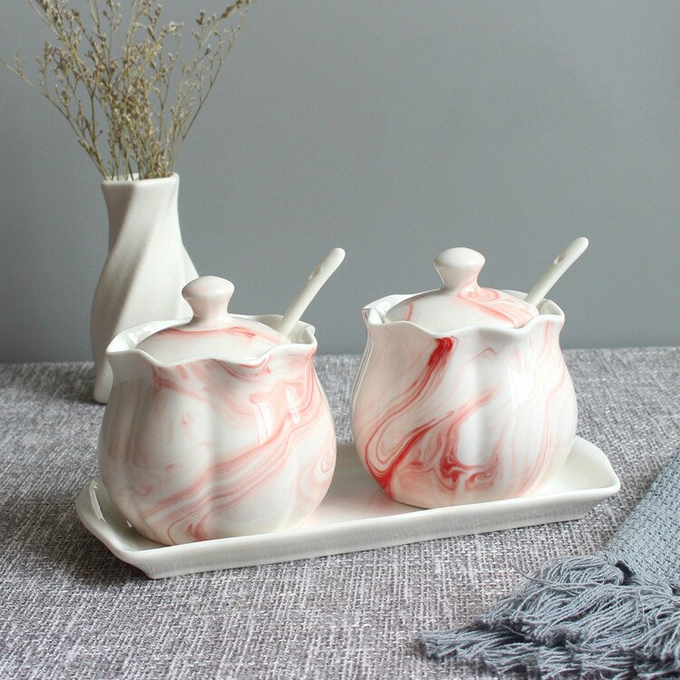 Olla de cerámica para el hogar, utensilios de cocina Aceitera de cerámica para el hogar, tarro de sal de adorno del norte de Europa, juego de tarros de azúcar