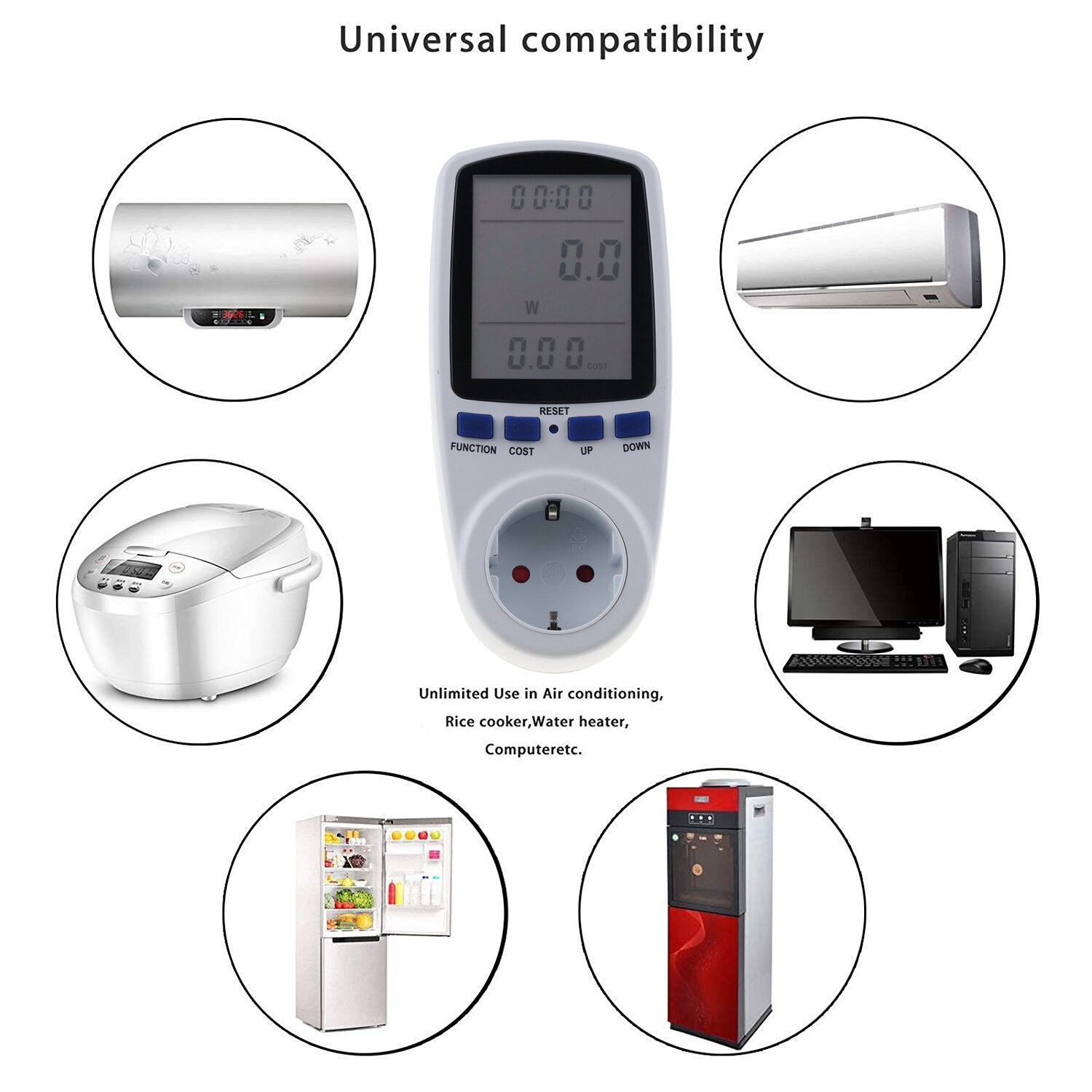 Eu Plug Ac Power Meter 230V Digitale Voltage Wattmeter Stroomverbruik Watt Energiemeter Elektriciteit Analyzer Monitor