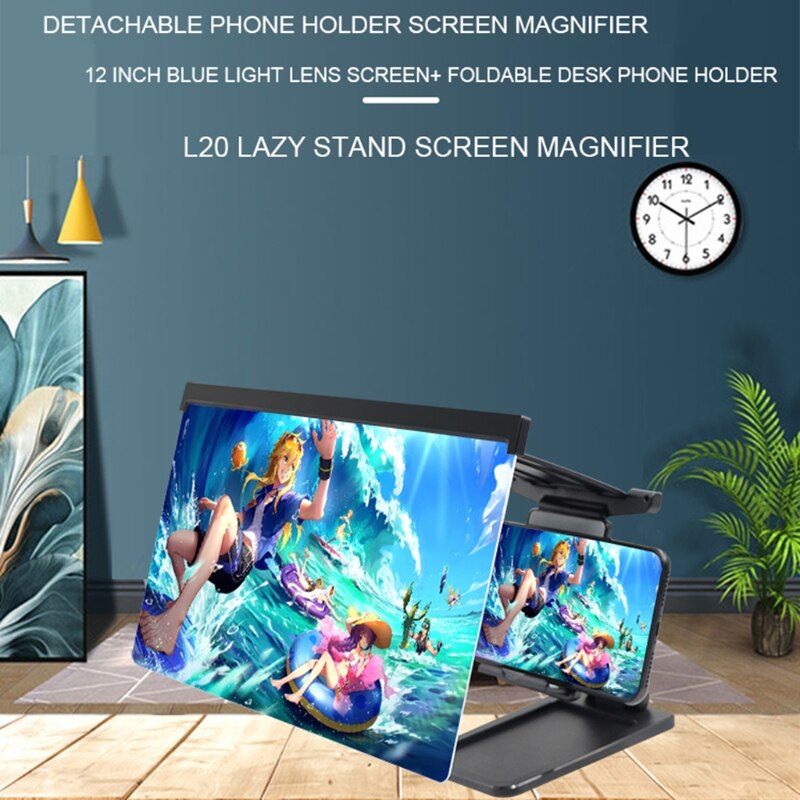 Super Praktische 12 &#39;&#39;Bluray 3D Oogbescherming Multifunctionele Lui Stand Compatibel Met Alle Smartphones Black 95AF