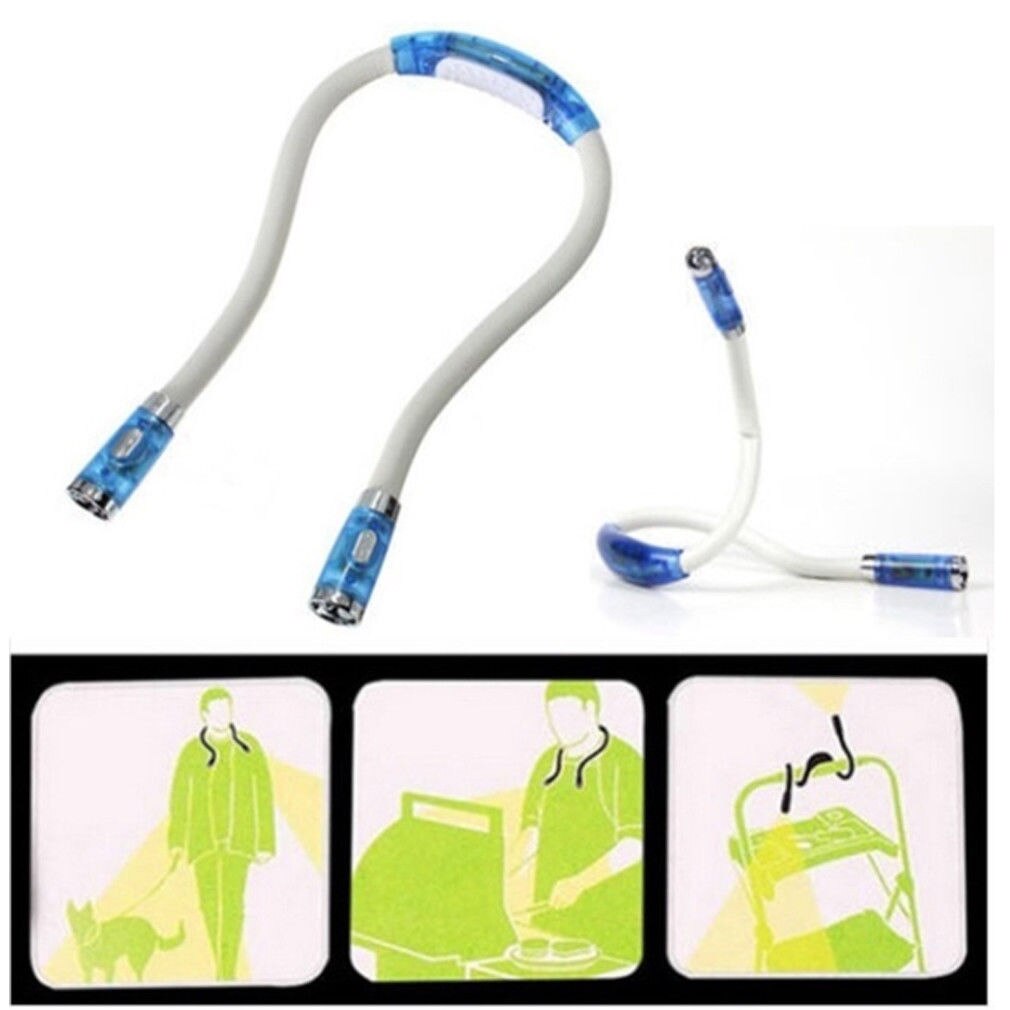 Portable Huglight Hands Free LED Flexible Light Over Neck Book Reading Lamp Portable Halter LED Light Night Use: Blue