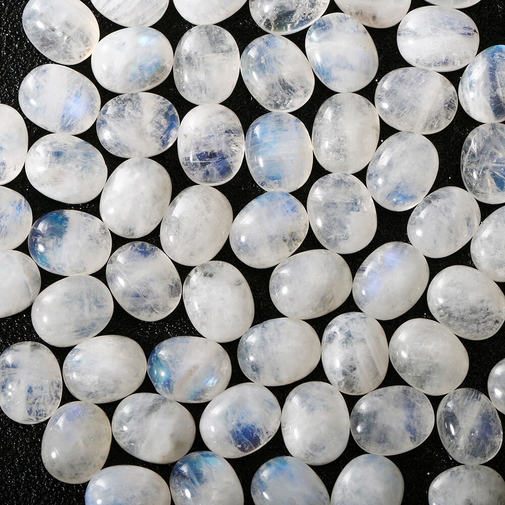 7.8-8.6 CT Oval Cut Natural Moonstone 11x17MM Loose Stones with Blue light Decoration Gemstone Jewelry 5 pcs/set