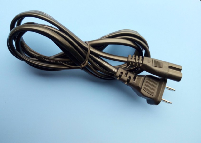 US 2-Prong Two Prongs Port AC Power Cord Cable Connector for PS2 PS3 Slim