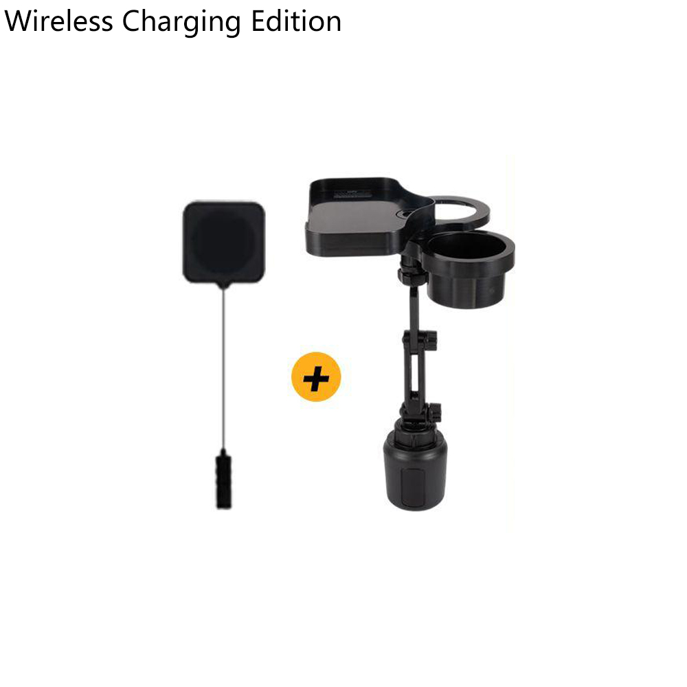 Mintiml Cup Holder Expander Adapter Universal Car Phone Drink Bottle Stand Rack Adjustable ABS Auto Accessories: With Wireless Charge