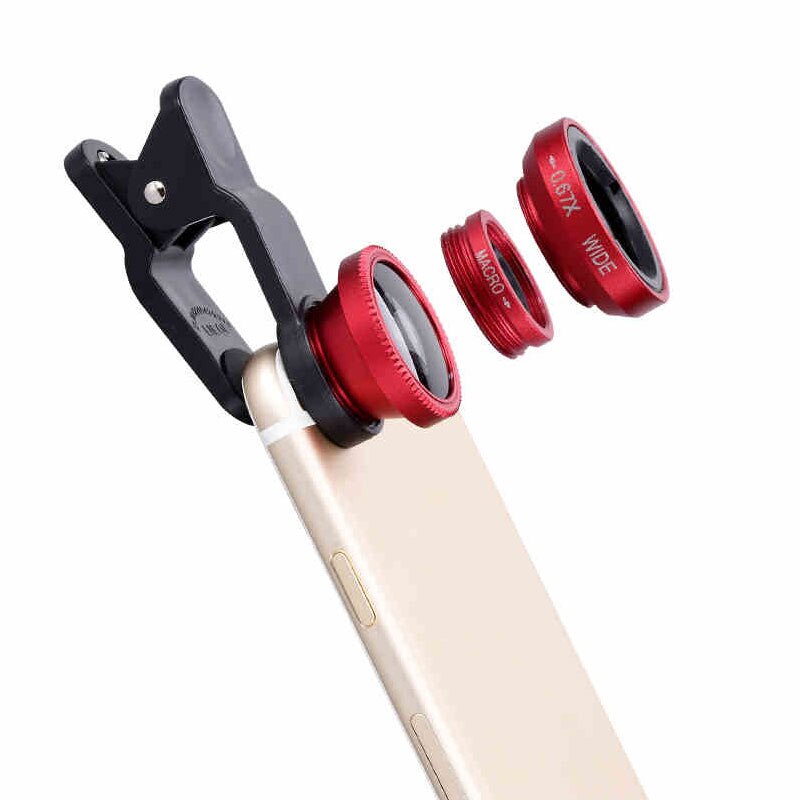 Fisheye Lens 3 In 1 Mobile Phone Lenses Fish Eye +wide Angle +macro Camera Lens for Iphone 7 6s Plus 5s/5 Xiaomi Huawei Samsung