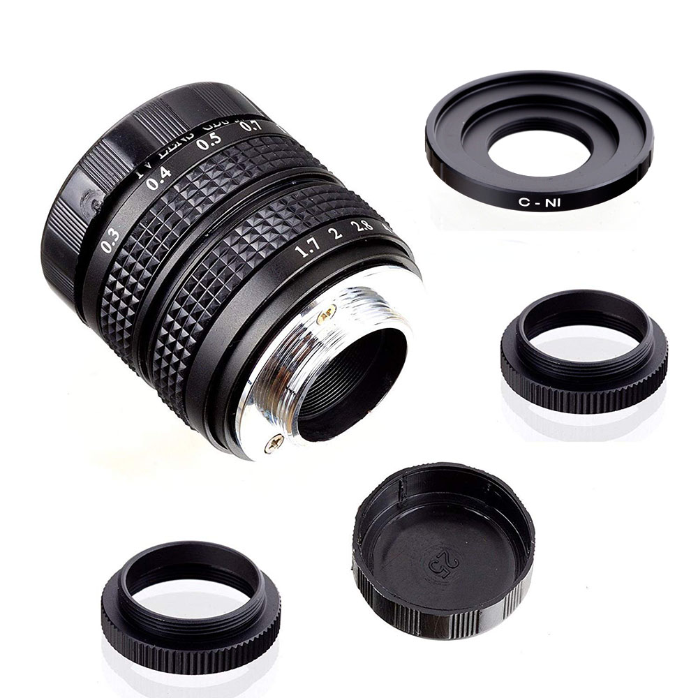 Objectif de caméra CCTV 35mm f/1.7, Zoom manuel et monture de mise au point C pour caméra sans miroir NIKON1 J1/J2/J3/J4/J5,