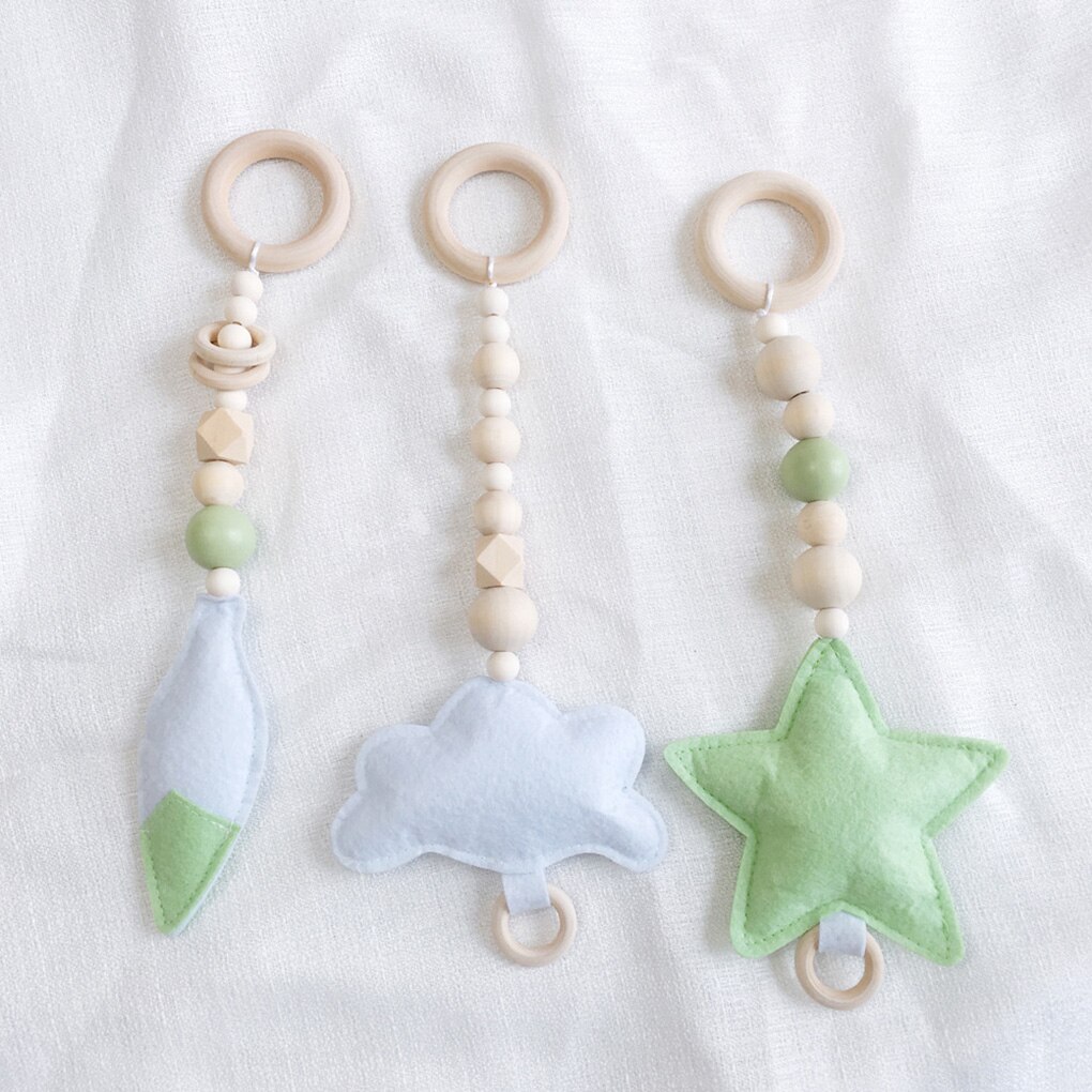 3 Stks/set Baby Rammelaar Speelgoed Nordic Stijl Houten Rammelaar Ring Kralen Play Toy Wandelwagen Opknoping Speelgoed
