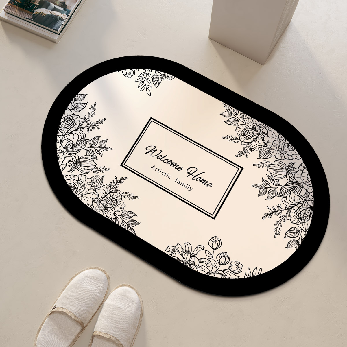 Classic Bathroom Bath Mat Quick Dry Non-slip Floor Mats Super Absorbent Shower Rugs Toilet Pad Doormat Washable: Beige / 400MMx1000MM