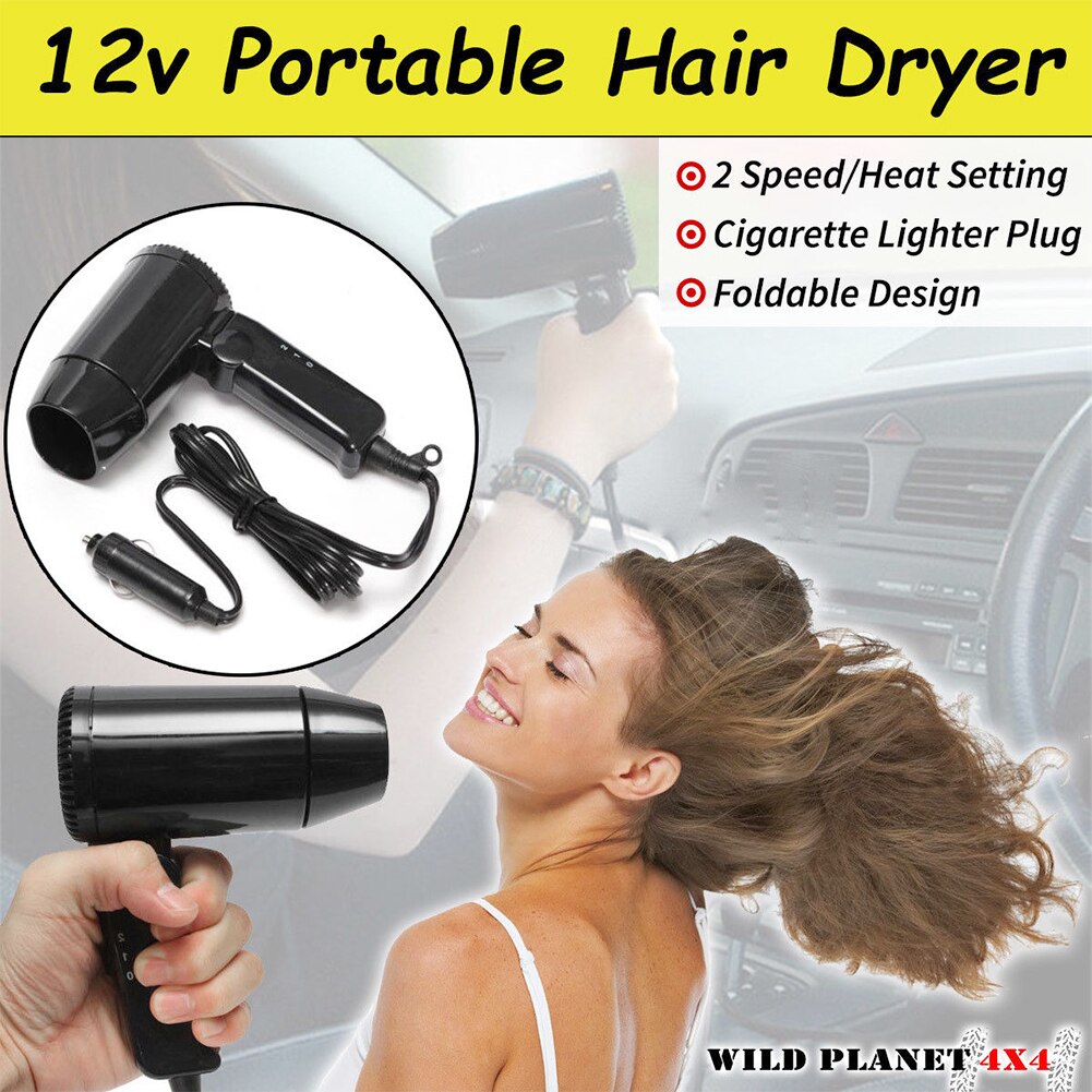 12V składana suszarka robić włosów suszarka robić włosów odmrażacz podróż karawana przenośny kemping 12V samochodowa suszarka robić włosów automobilowy urządzenia elektryczne