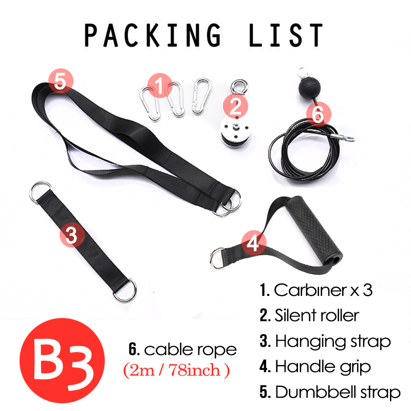 Fitness lat og lift remskive system kabel maskine fastgørelsesarm biceps triceps blaster håndstyrketræning hjemmegymnastik træning: B3