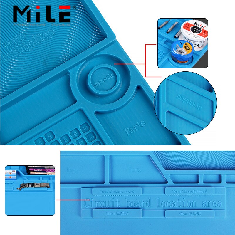 Mijl S-170 480X318Mm Siliconen Pad Bureau Werk Mat Warmte Isolatie Onderhoud Platform Voor Bga Pcb Solderen Reparatie tool