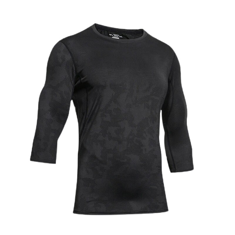 Pustende jacquard løpeskjorter herre langermet mesh rashguard fitness sportsklær raskt tørr hjemmetrening gym t-skjorte topper: Svart / Asiatisk størrelse xxl
