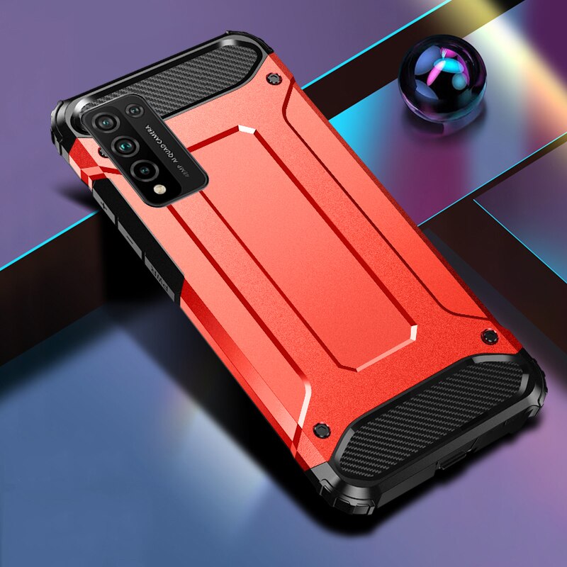 Auroras for honor 10x lite etui luksus hybrid rustning stødsikker hård pc + tpu telefon etui til honor 10x lite cover: Rød