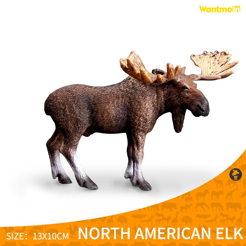 Safari Animals Figures Toys, Realistic Jumbo Wild Zoo Animals Figurines Large- Plastic Playset with Elephant, Giraffe, Lion, etc: North American elk