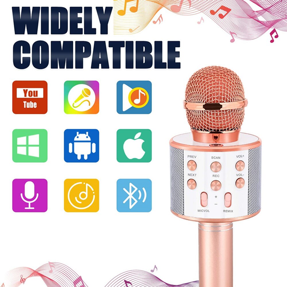 wireless bluetooth USB microphone condenser karaoke mic stand radio mikrofon studio recording studio Child's