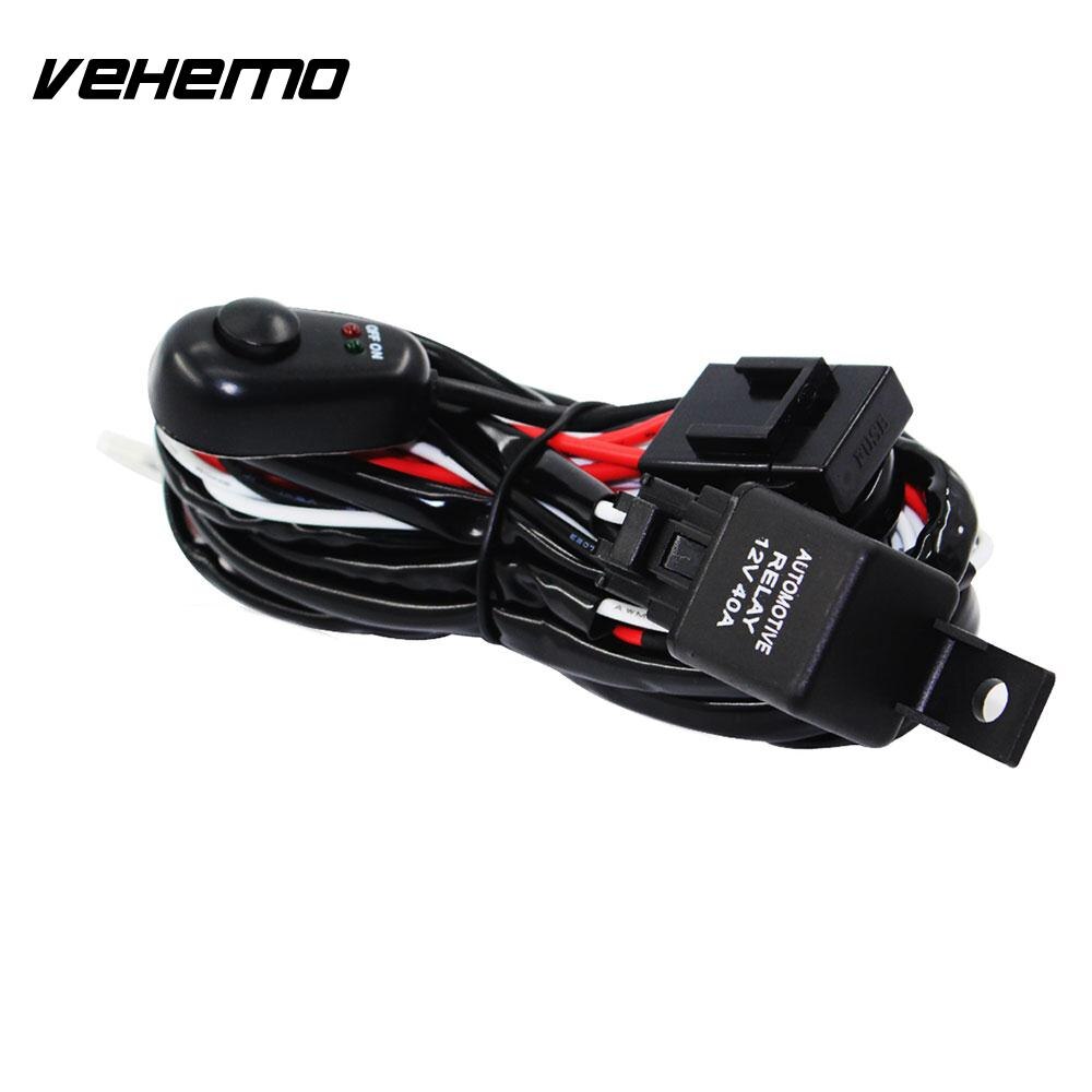 Vehemo Connecting 2 LED Wiring Harness Kit Line Set Fuse Relay Car Tuning for Copper Line Headlight Wiring
